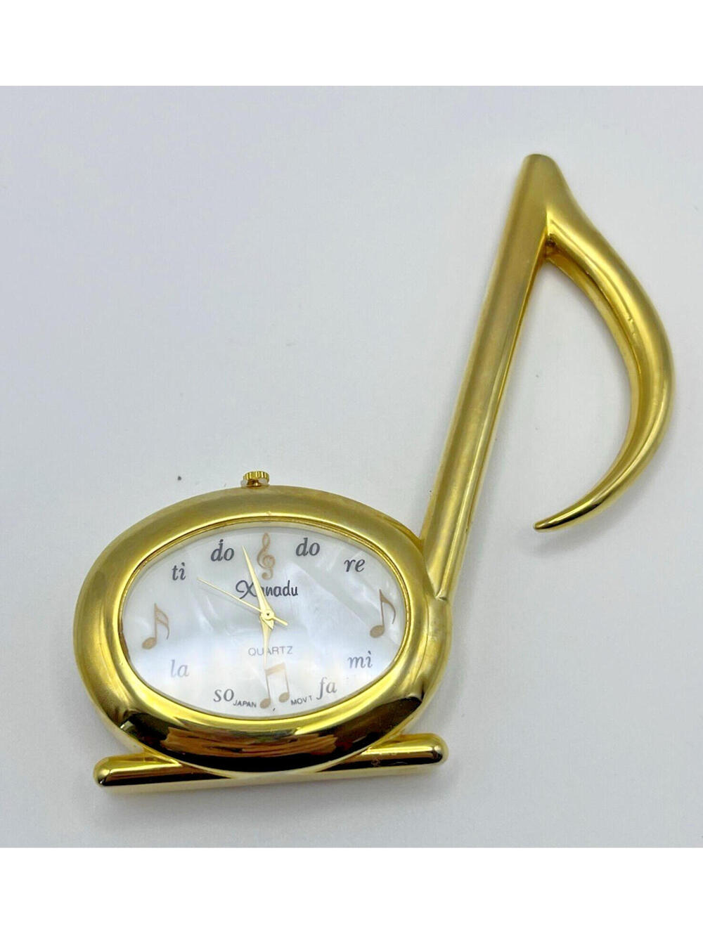 Clock Novelty mini Musical Note, Xanadu Quartz Gold Tone, working 2918.3